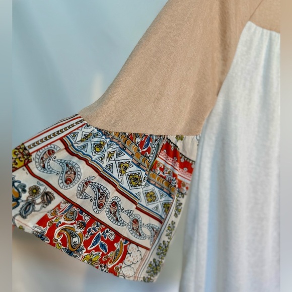 White Birch Boho Patchwork Sleeve Top Size Small/Check out the Sleeves So COOL - Picture 4 of 6